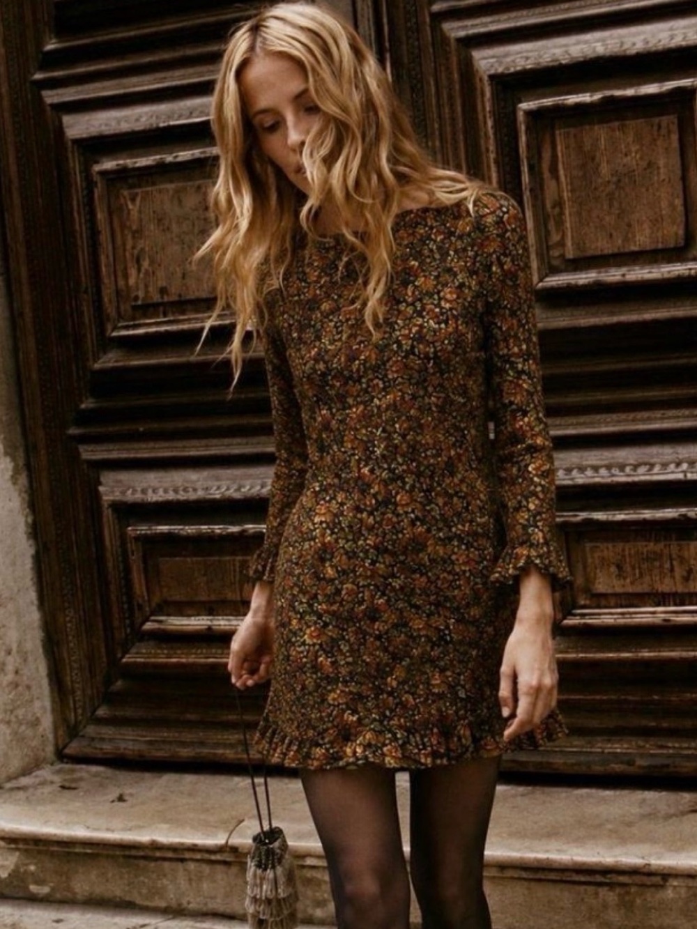 NWT Cecillia Dress Rêve Des Jardins Floral Mini Long Sleeve Fall Dress